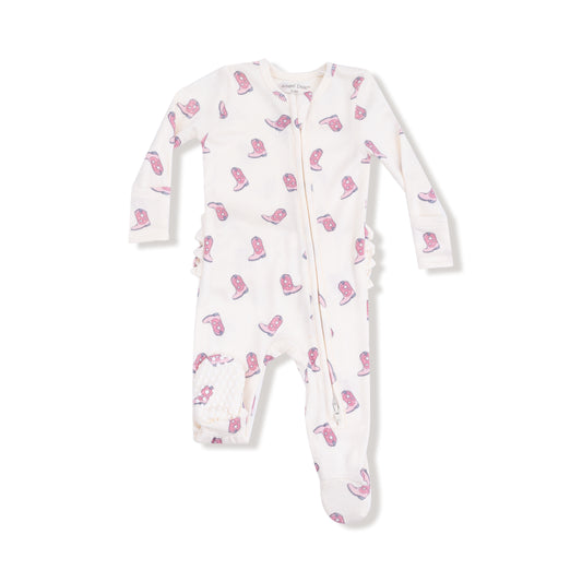 Petite Cowgirl Hats Zipper Footie