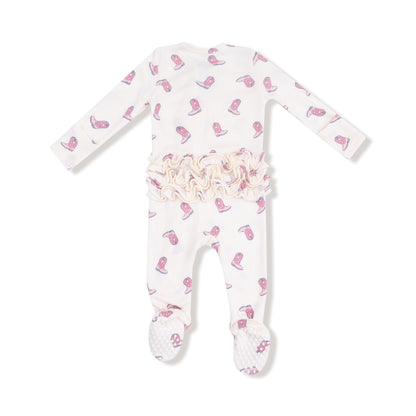 Petite Cowgirl Hats Zipper Footie