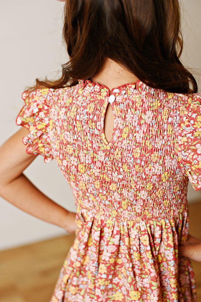 Fall Floral Smock Dress