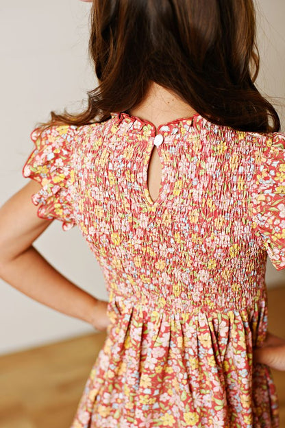 Fall Floral Smock Dress